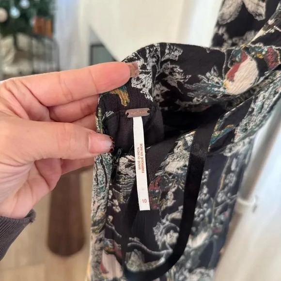 Free People Black and green floral jumpsuit with open back - Picture 6 of 6